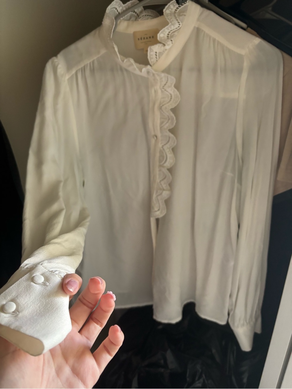 Sezane Chlo Shirt Ecru - Size 10 - Picture 2 of 2